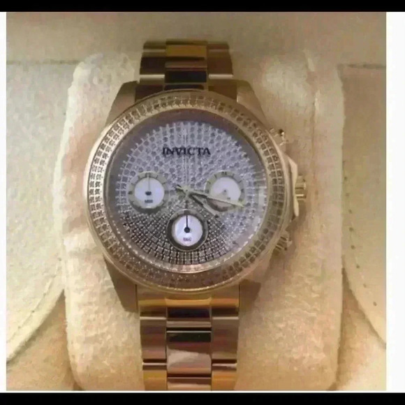 NWT DIAMOND INVICTA RESERVE SPEEDWAY GOLD WATCH  - Picture 3 of 5